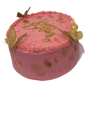Pink Gold Butterfly Birthday Cake