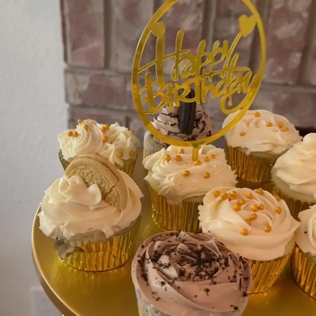 Golden tiered cupcake stand